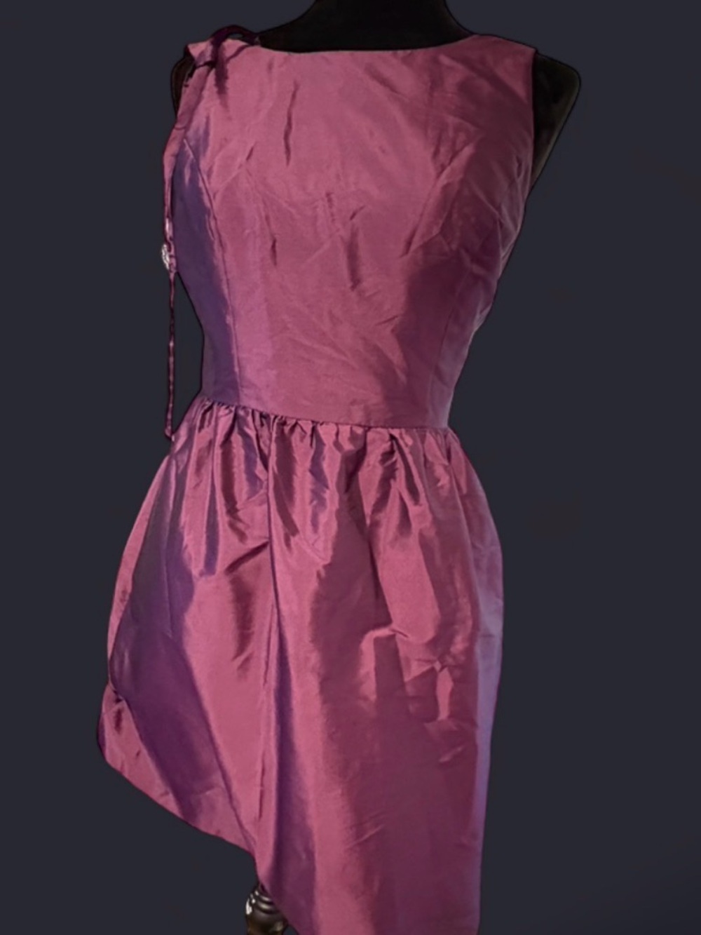 ALFRED SUNG One-Shoulder Fuchsia Evening Dress